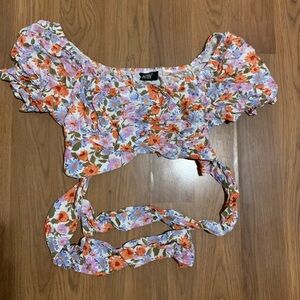 Juniors Floral Cropped Top Size Large